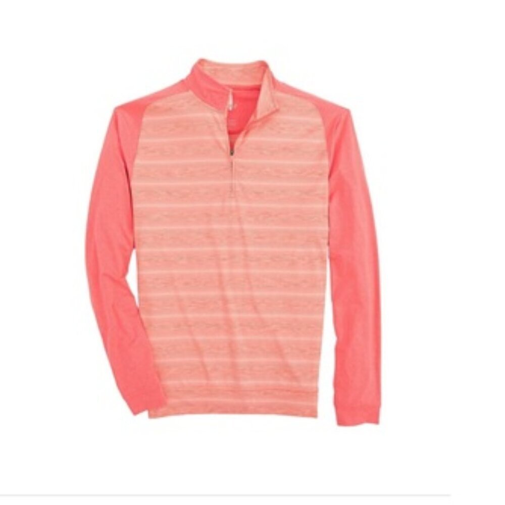 NWT johnnie-O Men's Bert 1/4 Zip Sweatshirt Taffy Pink Striped Performance Golf